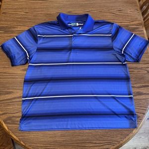 Ben Hogan Performance Blue Men's Golf Polo Shirt Size 2XL Short Sleeve Striped
